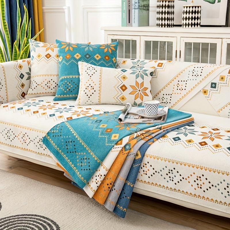Geometric Bohemian Chenille Slipcovers Pet/Kid Friendly Washable