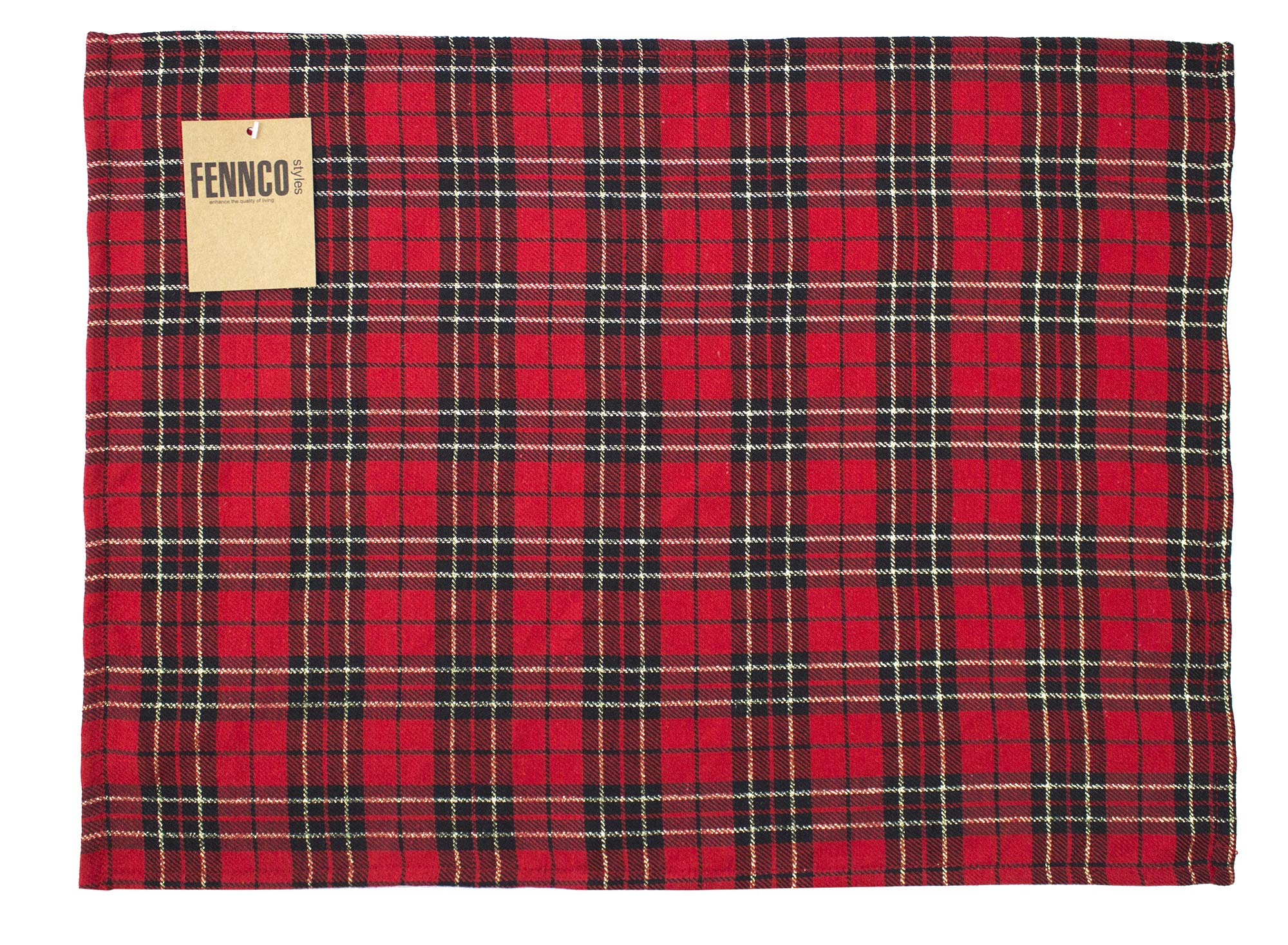 Fennco Styles Holiday Tartan Plaid Dazzle Christmas Decorative Table Runner - Red Table Cover for Winter Holidays, Home Decor, Family Gatherings