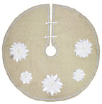 Fennco Styles Unique 3D Poinsettia Christmas Tree Skirt 53 Inch Round - Natural Christmas for Holiday Decoration, Home Décor and Special Events