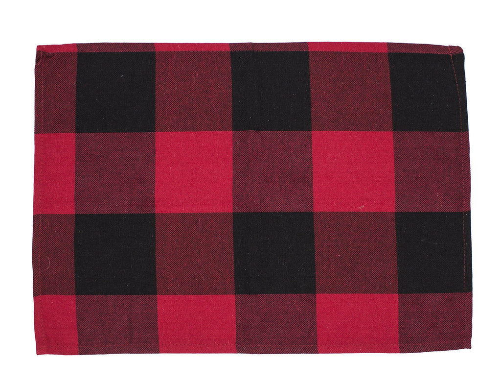 Fennco Styles Rustic Buffalo Check Holiday Plaid Cotton Placemats 14" x 20", Set of 4