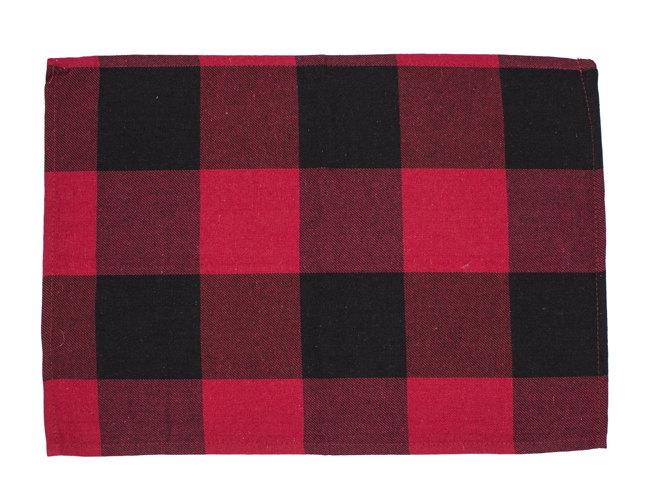 Fennco Styles Rustic Buffalo Check Holiday Plaid Cotton Placemats 14" x 20", Set of 4