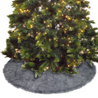 Fennco Styles Holiday Christmas Decorative Exquisite Faux Fur with Silver Metallic Thread Tree Skirt - 2 Colors