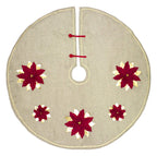 Fennco Styles Unique 3D Poinsettia Christmas Tree Skirt 53 Inch Round - Natural Christmas for Holiday Decoration, Home Décor and Special Events