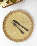 Fennco Styles Rustic Jute Border Handwoven Placemats 15" Round, Set of 4 - Natural Braided Table Mats for Home, Dining Room Décor, Banquets, Holidays, Family Gatherings and Special Occasion