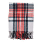 Fennco Styles Classic Plaid Pattern Tassel Trim Throw Blanket, 50" x 60" (Orange/Grey Multi)