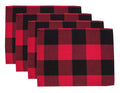Fennco Styles Rustic Buffalo Check Holiday Plaid Cotton Placemats 14" x 20", Set of 4