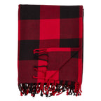 Fennco Styles Rustic Buffalo Plaid 100% Cotton Throw Blanket with Hand-Knotted Fringe