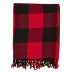 Fennco Styles Rustic Buffalo Plaid 100% Cotton Throw Blanket with Hand-Knotted Fringe