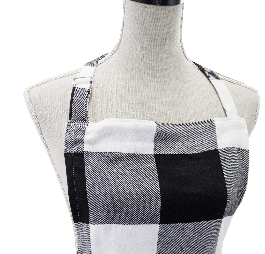 Fennco Styles Black and White Buffalo Check Plaid Cotton Kitchen Home Apron (24" x 36")