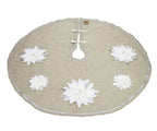 Fennco Styles Unique 3D Poinsettia Christmas Tree Skirt 53 Inch Round - Natural Christmas for Holiday Decoration, Home Décor and Special Events
