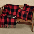 Fennco Styles Rustic Buffalo Plaid 100% Cotton Throw Blanket with Hand-Knotted Fringe
