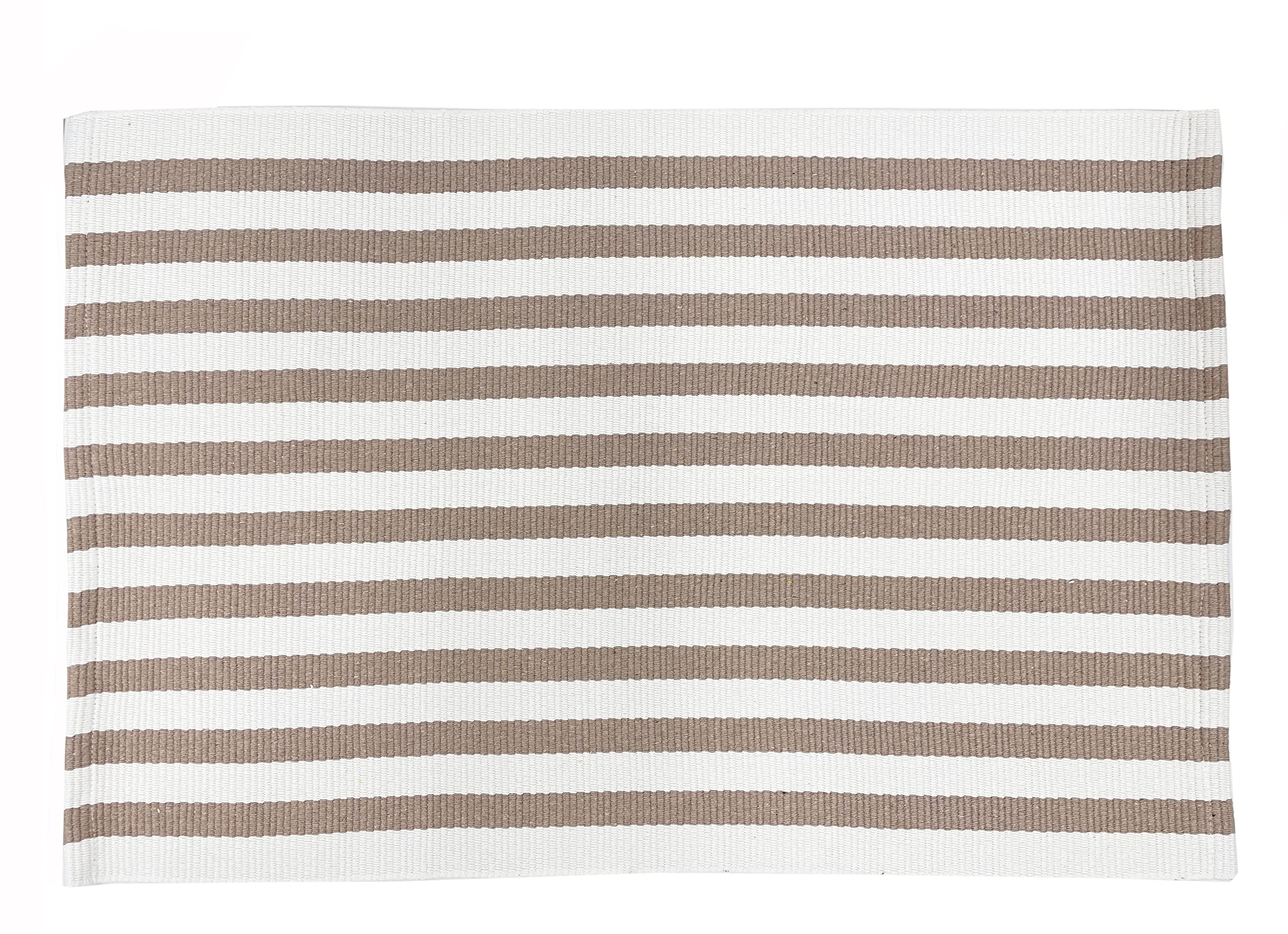 Fennco Styles Woven Classic Striped Area Rug 24" W x 51" L - Navy Blue Cotton Blend Carpet Indoor Outdoor Floor Mat for Living Room, Entryway, Bedroom and Floor Décor
