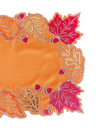 Fennco Styles Embroidered Sequin Autumn Leaves Table Runner 16" W X 33" L - Terracotta Harvest Foliage Table Cover for Thanksgiving, Holiday, Banquets, Special Occasion