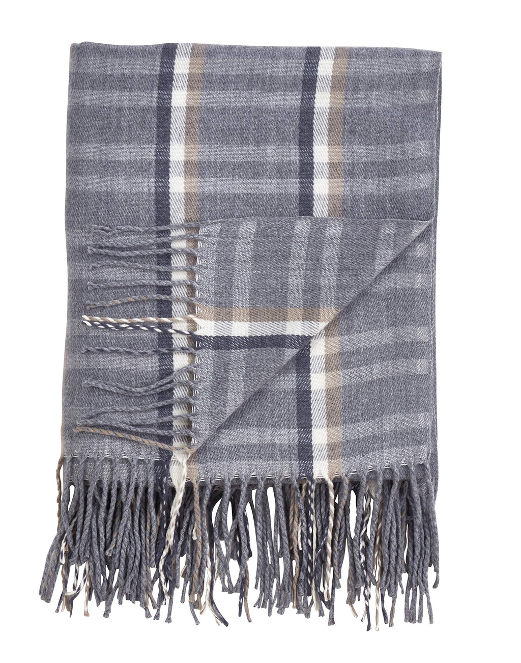 Fennco Styles Sevan Collection Plaid Tasseled 50 x 60 Inch Throw – Grey Throw Blanket for Couch, Bedroom and Living Room Décor