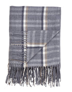 Fennco Styles Sevan Collection Plaid Tasseled 50 x 60 Inch Throw – Grey Throw Blanket for Couch, Bedroom and Living Room Décor
