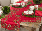 Fennco Styles Pandoro Collection Holiday Embroidered Christmas Tree Cutwork Border Table Linens – Ivory and Red Table Linens for Christmas Dinner, Family Gathering, Special Events and Home Décor