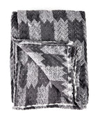 Fennco Styles Wheat Pattern Plush Extra Warm and Soft Throw Blanket 59" W x 79" L - Grey Flannel Fleece Large Blanket for Couch, Bedroom, Living Room Décor