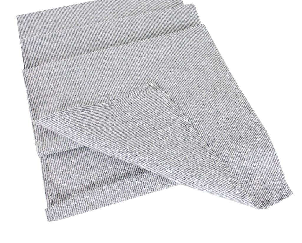 Fennco Styles Farmhouse Neutral Striped 100% Pure Cotton Table Runner 16 x 54 Inch - Grey Table Linens for Everyday Use, Banquets, Family Gathering, Special Events and Home Décor