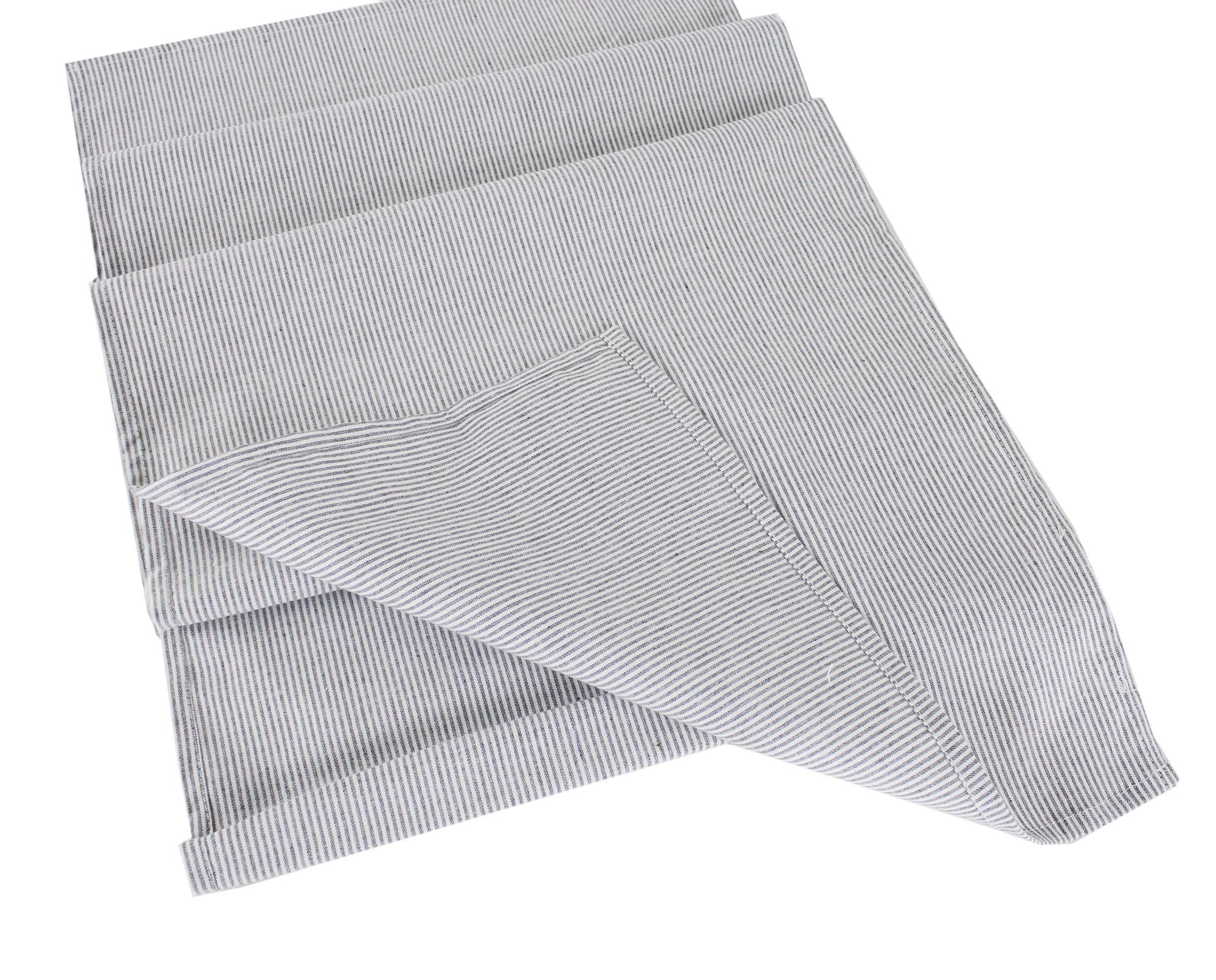 Fennco Styles Farmhouse Neutral Striped 100% Pure Cotton Table Runner 16 x 54 Inch - Grey Table Linens for Everyday Use, Banquets, Family Gathering, Special Events and Home Décor