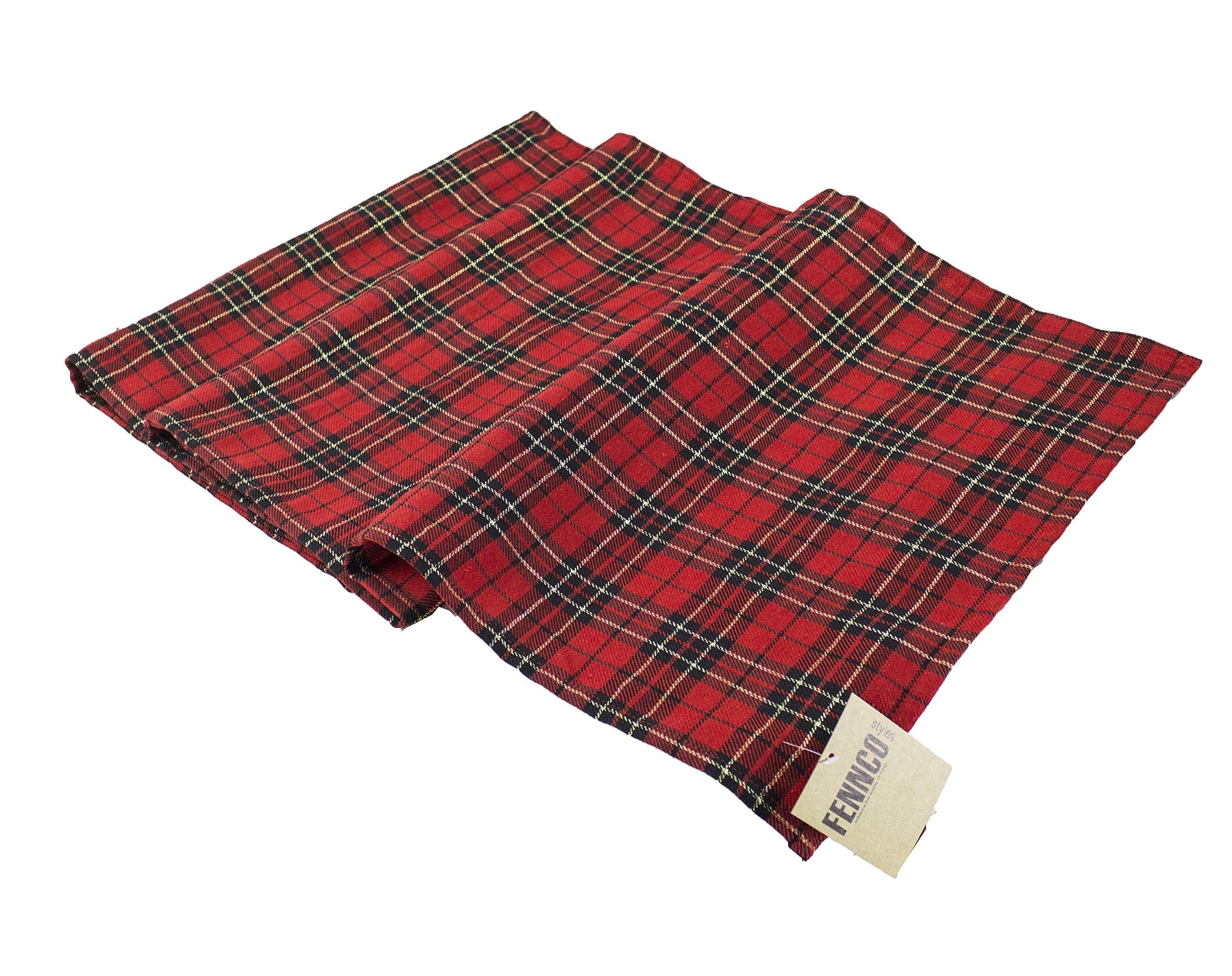 Fennco Styles Holiday Tartan Plaid Dazzle Christmas Decorative Table Runner - Red Table Cover for Winter Holidays, Home Decor, Family Gatherings