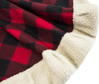 Fennco Styles Buffalo Plaid with Sherpa Border Tree Skirt 56" Round - Red Tree Skirt for Home, Christmas Tree, Holiday Decoration and Special Events