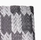 Fennco Styles Wheat Pattern Plush Extra Warm and Soft Throw Blanket 59" W x 79" L - Grey Flannel Fleece Large Blanket for Couch, Bedroom, Living Room Décor
