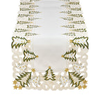Fennco Styles Pandoro Collection Holiday Embroidered Christmas Tree Cutwork Border Table Linens – Ivory and Red Table Linens for Christmas Dinner, Family Gathering, Special Events and Home Décor
