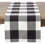 Fennco Styles Black Buffalo Check Plaid Cotton Christmas Table Runner 16" W X 108" L