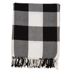 Fennco Styles Rustic Buffalo Plaid 100% Cotton Throw Blanket with Hand-Knotted Fringe