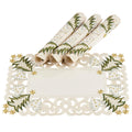 Fennco Styles Pandoro Collection Holiday Embroidered Christmas Tree Cutwork Border Table Linens – Ivory and Red Table Linens for Christmas Dinner, Family Gathering, Special Events and Home Décor