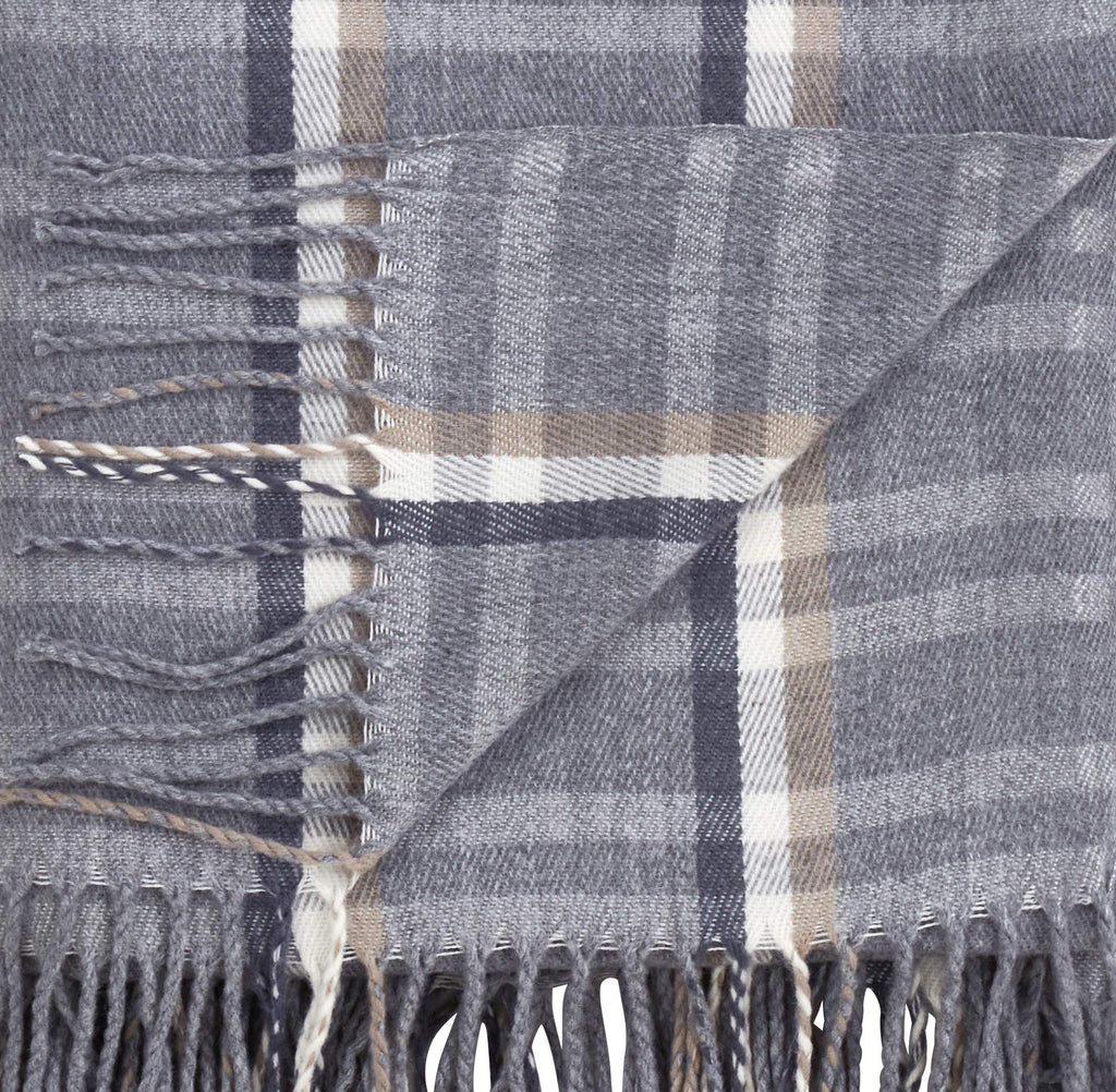 Fennco Styles Sevan Collection Plaid Tasseled 50 x 60 Inch Throw – Grey Throw Blanket for Couch, Bedroom and Living Room Décor