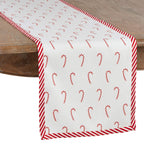 Fennco Styles Bonbon Collection Holiday Candy Cane Design Table Runner – Red Table Cover for Christmas Dinner, Family Gathering, Special Events and Home Décor