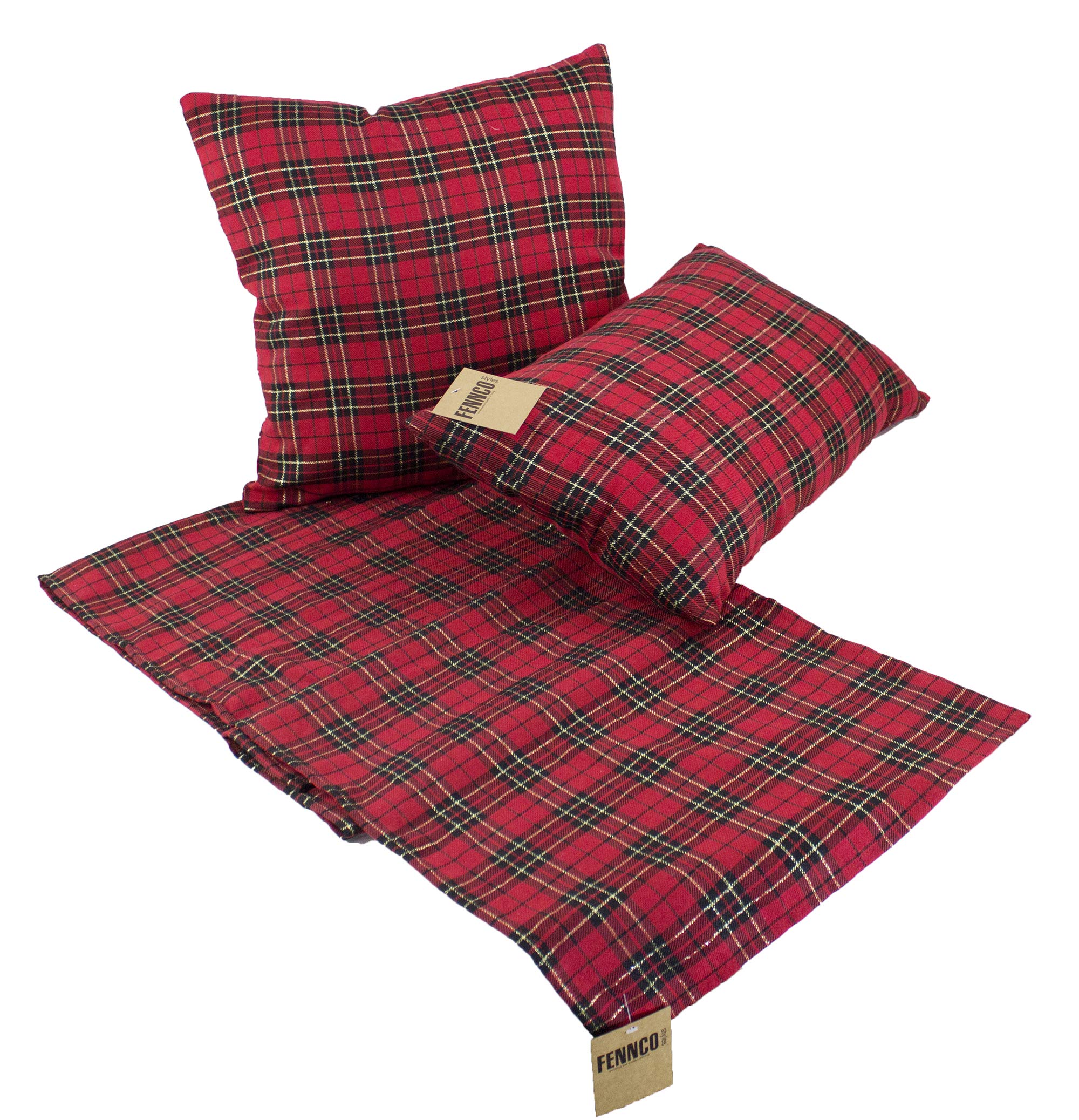 Fennco Styles Holiday Tartan Plaid Dazzle Christmas Decorative Table Runner - Red Table Cover for Winter Holidays, Home Decor, Family Gatherings