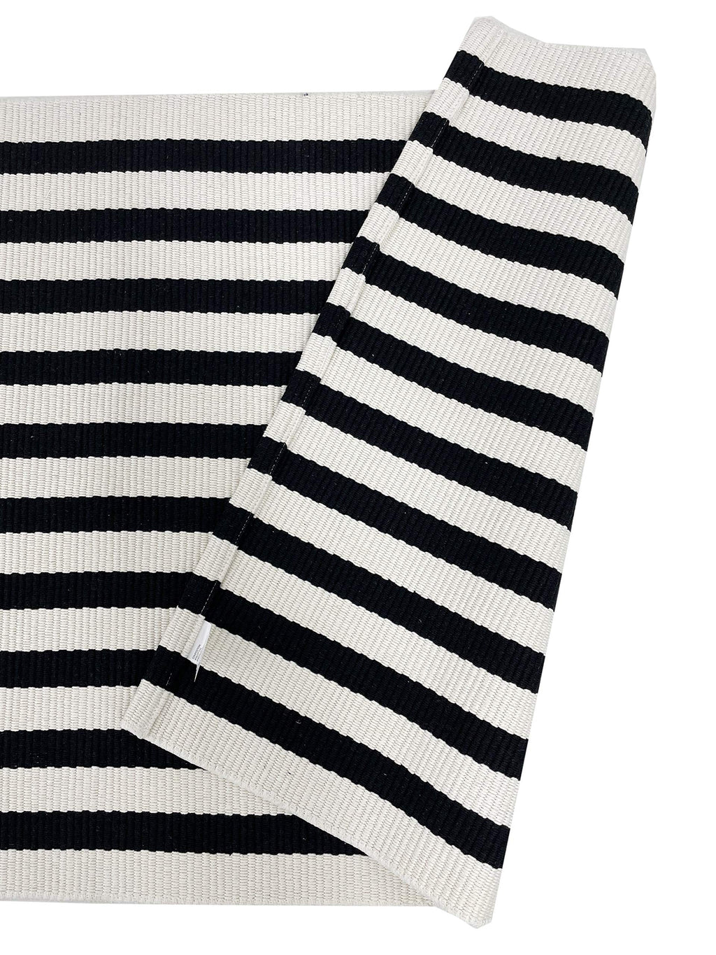 Fennco Styles Woven Classic Striped Area Rug 24" W x 51" L - Navy Blue Cotton Blend Carpet Indoor Outdoor Floor Mat for Living Room, Entryway, Bedroom and Floor Décor