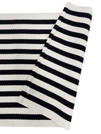 Fennco Styles Woven Classic Striped Area Rug 24" W x 51" L - Navy Blue Cotton Blend Carpet Indoor Outdoor Floor Mat for Living Room, Entryway, Bedroom and Floor Décor