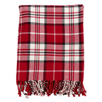 Fennco Styles Country Plaid Tassel 100% Cotton Throw 50 x 60 Inch - Black Red Blanket for Couch, Living Room, Bedroom, Christmas Décor and Everyday Use
