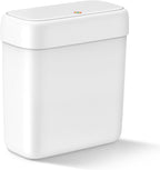 MOPALL Small Bathroom Trash Can with Lid, 2.6 Gallons / 10 L Slim Plastic Garbage Bin with Pop-Up Lid, Mini Waste Basket Can Dog Proof for Kitchen, Bedroom, Office, Laundry, Toilet, Rv, White