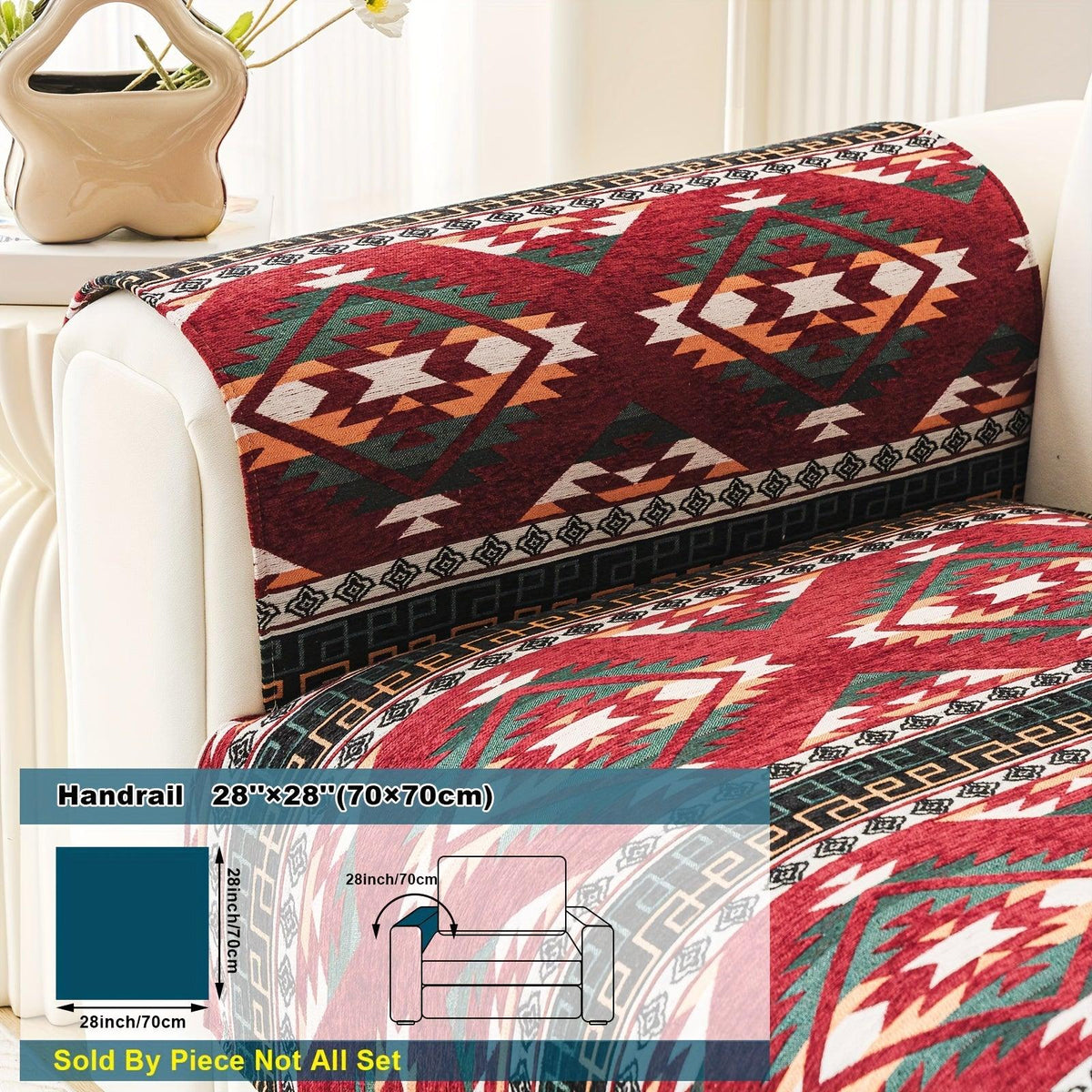 Boho Winter Couch Cover - Chic Snow Chenille Pet Protector