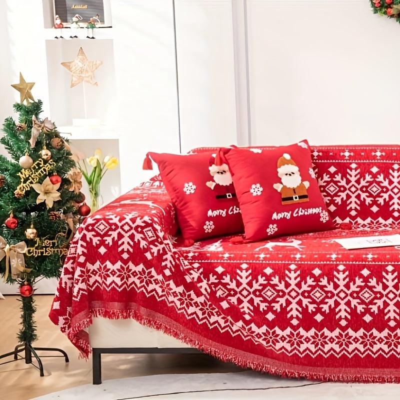 Festive Red Christmas Sofa Cover