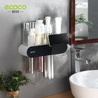 Wall Mounted Toothbrush holder with magnetic mouthwash cup storage