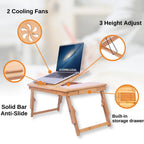Lap Desk 21" X 13", Nature Bamboo Folding Laptop Desk, Bed Tray Table for Computer, Adjustable Computer Notebook Desk Laptop Stand, Natural