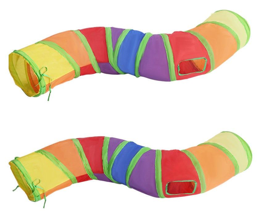 Curvy Rainbow Collapsible Cat Tunnel