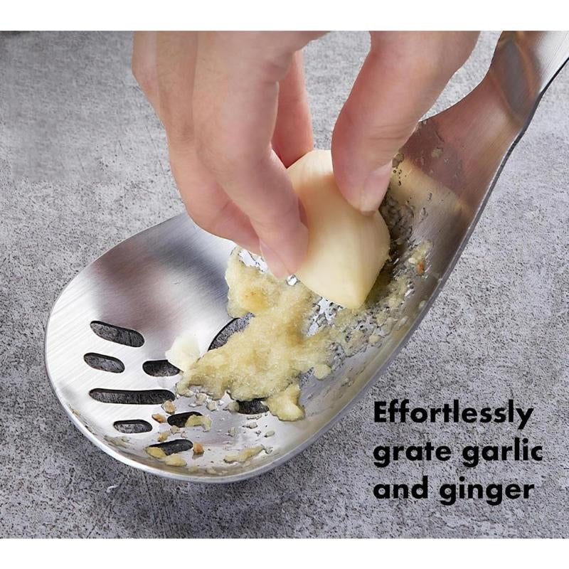 Heavy Duty Food Grade Stainless Steel: Multifunction Potato Masher w Slotted Spoon, Egg Separator, Grinder Kitchen Gadget, Easy Clean & Dishwasher Safe.