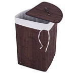 Corner Bamboo Hamper Laundry Basket in FOUR colors