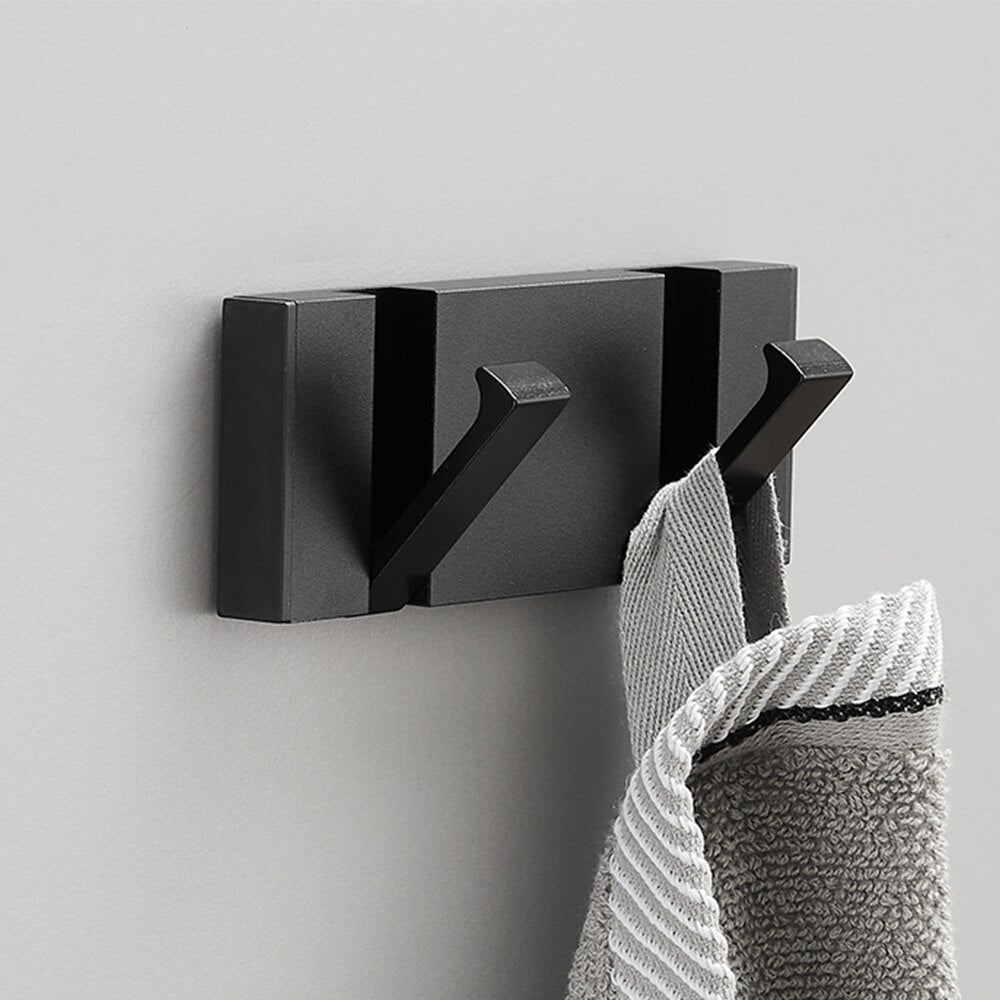 Black Gold, Folding Towel Hanger 2way Installation Wall Hooks Coat Clothes Towel Umbrella Leash Holder for Bathroom Kitchen Bedroom Hallway Pantry Laundry Entry Patio Pets