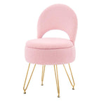 Teddy Velvet, Storage Vanity Stool Chair with Folding Back, Make-Up, Office, Bedroom