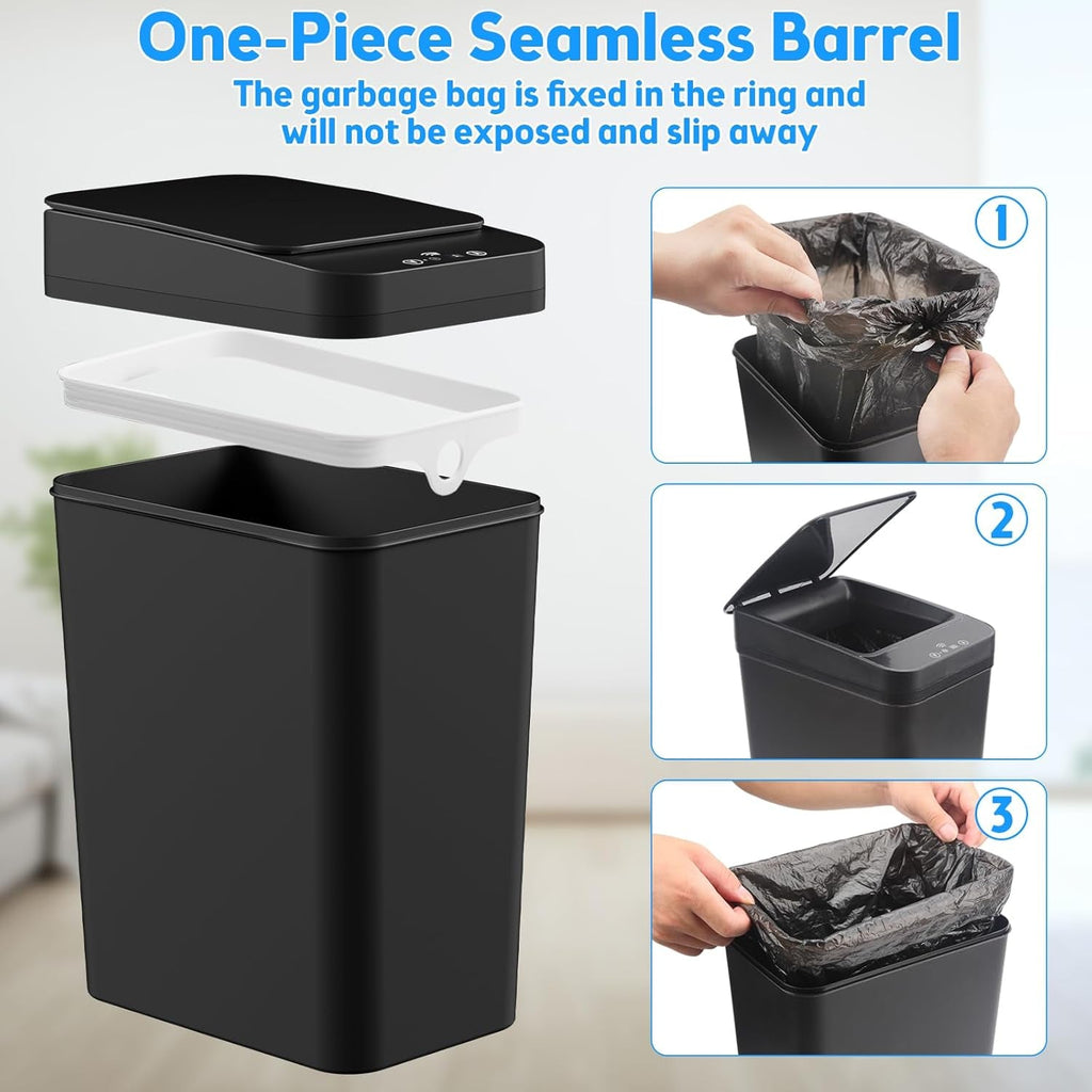 Automatic Touchless, Smart Garbage Can with Lid, 2 Pack 4 & 2.2 Gallon , Motion Sensor