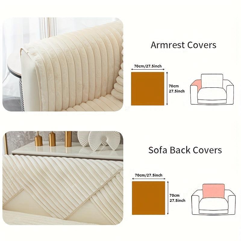 Luxurious Rabbit Fur Sofa Slipcover | Non-Slip Light Grey for Pet/Kid Protection