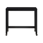 Desks and Stool Set 3pc Black Finish Rolling Desk with Casters, 2 Charging ports Home Office Furniture