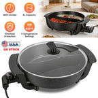 6L Electric Hot Pot with Divider 1100W Dual-Flavor Pot Shabu Shabu Pot Non-Stick with 5-Temp Control for Shabu Shabu Fondue Perfect for Family Gatheri